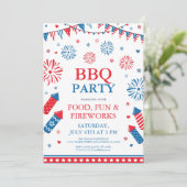 Invitation cadre de bordure de barbecue de fête du 4 juillet (Debout devant)
