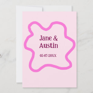 Invitation Cadre de bordure de mariage rétro pastel rose nom