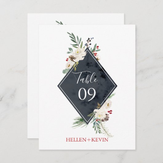 Invitation Cadre de bouquet de Noël Holly & White Roses (Devant / Derrière)