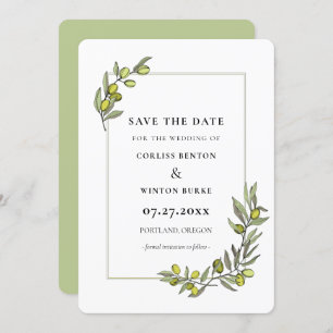 Invitation Cadre de branches d'olivier Enregistrer la date In