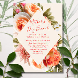 Invitation Cadre de brunch de la fête des mères avec des rose