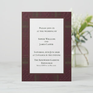 Invitation Cadre de chardon à tartan écossais Mariage H Rou
