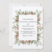 Invitation Cadre de cône de pin Kraft Winter Green (Devant)