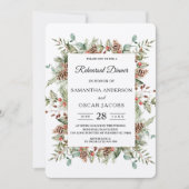 Invitation Cadre de cône de pin vert d'hiver Kraft (Devant)