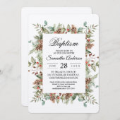 Invitation Cadre de cône de pin vert Kraft (Devant / Derrière)