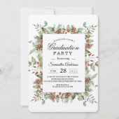 Invitation Cadre de cône de pin vert Kraft (Devant)