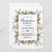 Invitation Cadre de cône de pin vert Kraft (Devant / Derrière)