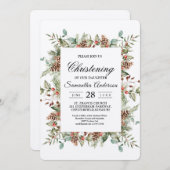 Invitation Cadre de cône de pin vert Kraft (Devant / Derrière)