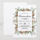 Invitation Cadre de cône de pin vert Kraft (Devant / Derrière)