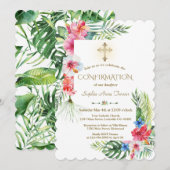 Invitation Cadre de confirmation florale tropicale hawaïenne  (Devant / Derrière)
