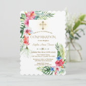 Invitation Cadre de confirmation florale tropicale hawaïenne  (Debout devant)