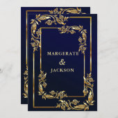 Invitation Cadre de couronne de fleurs dorées design de maria (Devant / Derrière)