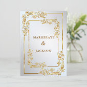 Invitation Cadre de couronne de fleurs dorées design de maria (Debout devant)