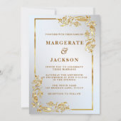 Invitation Cadre de couronne de fleurs dorées design de maria (Dos)