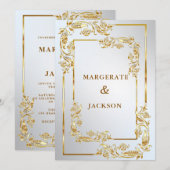 Invitation Cadre de couronne de fleurs dorées design de maria (Devant / Derrière)