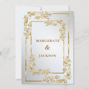 Invitation Cadre de couronne de fleurs dorées design de maria