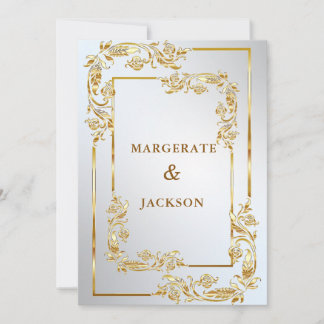 Invitation Cadre de couronne de fleurs dorées design de maria
