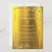 Invitation Cadre de couronne de fleurs dorées design de maria (Dos)