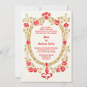 Invitation Cadre de couronne de roses florales de l'ère victo
