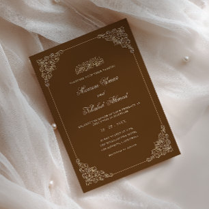 Invitation Cadre de dentelle baroque Brun rustique Mariage mu