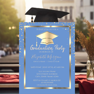 Invitation Cadre de diamants Or Mortier de remise de diplôme