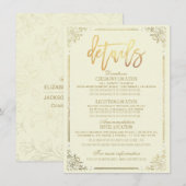 Invitation Cadre de direction de mariage floral or élégant Dé (Devant / Derrière)