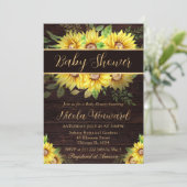 Invitation Cadre de douche de bébé à la bordure de tournesols (Debout devant)