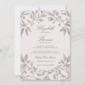 Invitation Cadre de feuillage de forêt rose moderne Mariage c (Devant)