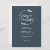 Invitation Cadre de feuillage moderne Indigo Mariage bleu (Devant)