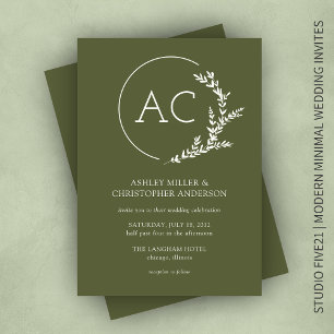 Invitation Cadre de feuillage moderne Mariage vert olive