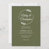 Invitation Cadre de feuillage moderne Mariage vert olive (Devant)