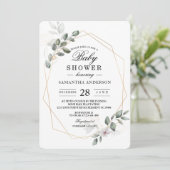 Invitation Cadre de feuille d'aquarelle de verdure douce et f (Debout devant)