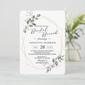 Invitation Cadre de feuille d'aquarelle de verdure douce et f (Debout devant)