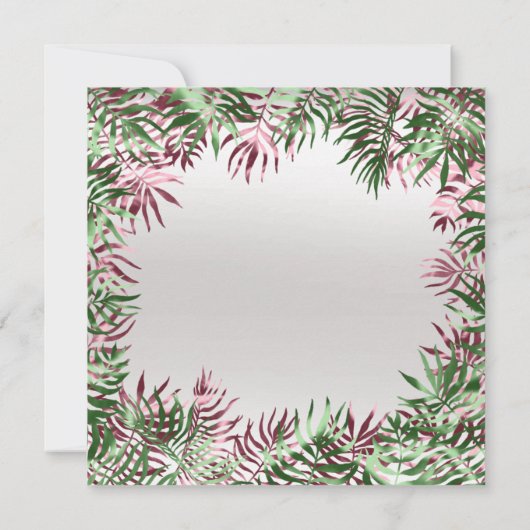Invitation Cadre de feuille de palmier vert tropical argent b (Dos)