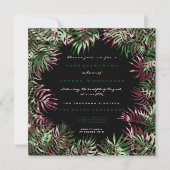 Invitation Cadre de feuille de palmier vert tropical noir Whi (Devant)