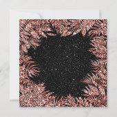 Invitation Cadre de feuilles de fougère Rose Gold Copper Noir (Dos)