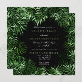 Invitation Cadre de feuilles de palmier noir à la menthe vert (Devant / Derrière)
