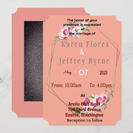 Invitation Cadre de fleurs (Devant / Derrière)
