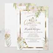 Invitation Cadre de fleurs boho vin Quinceanera (Devant / Derrière)