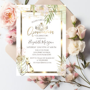 Invitation Cadre de fleurs Boho Vin Quinceanera