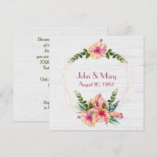 Invitation Cadre de fleurs d'hibiscus pour anniversaire sur b