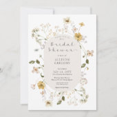 Invitation Cadre de fleurs sauvages rustique Mariage blanc (Devant)