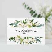 Invitation Cadre de floraison blanc aquarelle Mariage RSVP (Debout devant)