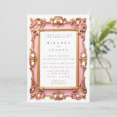 Invitation Cadre de flourish en filigrane orné d'or rose (Debout devant)