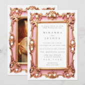 Invitation Cadre de flourish en filigrane orné d'or rose (Devant / Derrière)