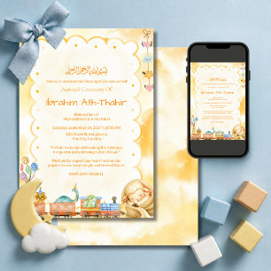 Invitation Cadre de jouet de train Cadre aquarelle Aqeeqah Ga