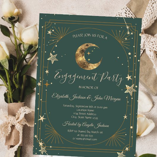 Invitation Cadre de lune céleste étoilé