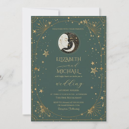 Invitation Cadre de lune de soleil céleste Mariage (Devant)