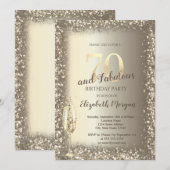 Invitation Cadre de luxe en verre de champagne or Confetti 70 (Devant / Derrière)