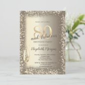 Invitation Cadre de luxe en verre de champagne or Confetti 80 (Debout devant)